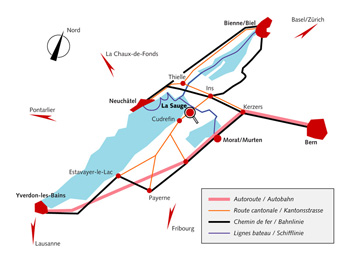 Plan d'acc&egrave;s au Centre-Nature BirdLife de La Sauge